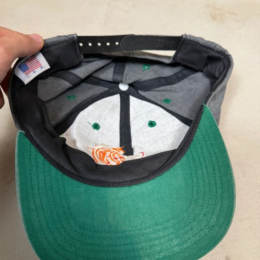 Vintage Mountain Dew Basketball Hat Mens Gray Green Snapback Made in USA Cap